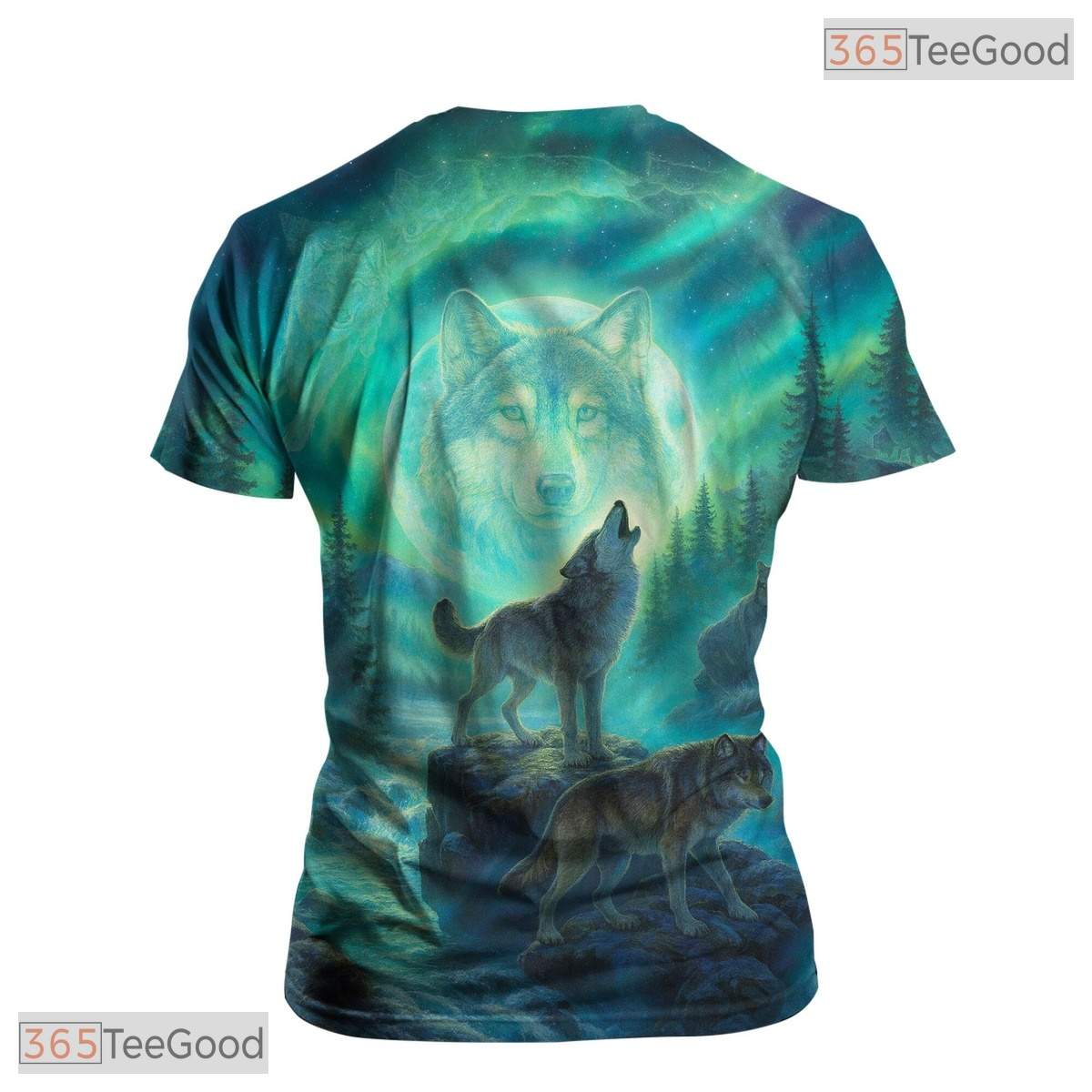 Light Green Wild Wolf Funny Graphic Novelty 3D Pattern Printed Casual Unisex T-Shirt