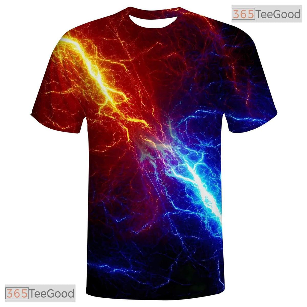 Lightning Blue Red Basketball Graphic 3D Printed Short Sleeve Unisex T-Shirt Styles