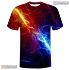 Lightning Blue Red Basketball Graphic 3D Printed Short Sleeve Unisex T-Shirt Styles