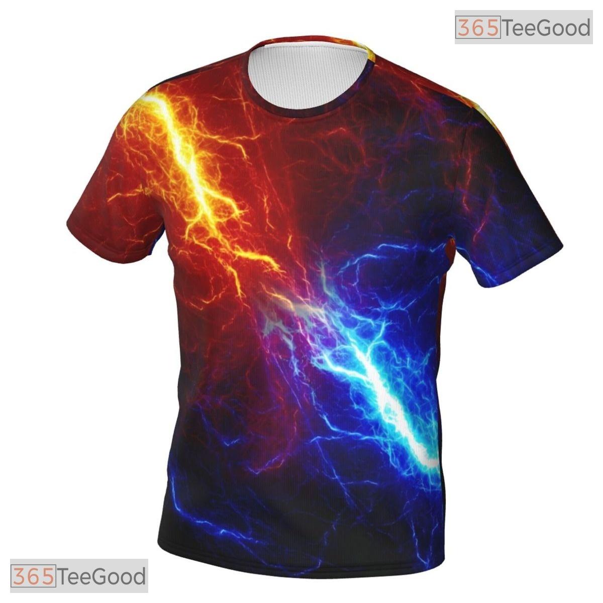 Lightning Blue Red Basketball Graphic 3D Printed Short Sleeve Unisex T-Shirt Styles
