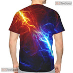 Lightning Blue Red Basketball Graphic 3D Printed Short Sleeve Unisex T-Shirt Styles