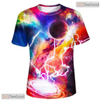 Dynamic Blue Lightning Storm Strike 3D Printed Casual Unisex Tee Shirt Styles