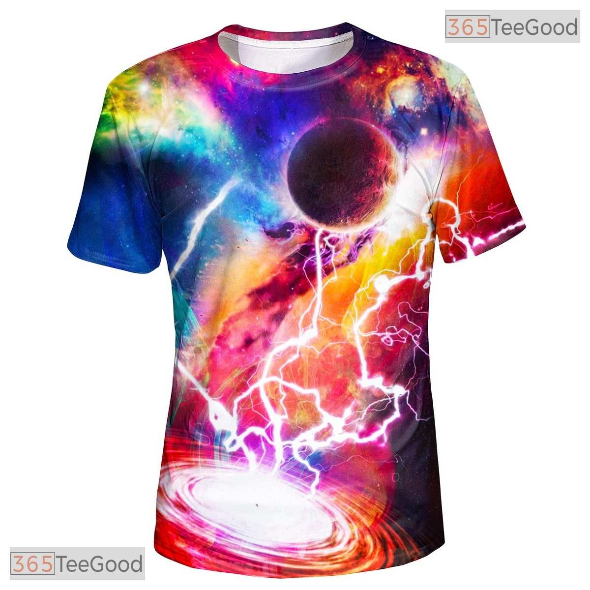 Dynamic Blue Lightning Storm Strike 3D Printed Casual Unisex Tee Shirt Styles