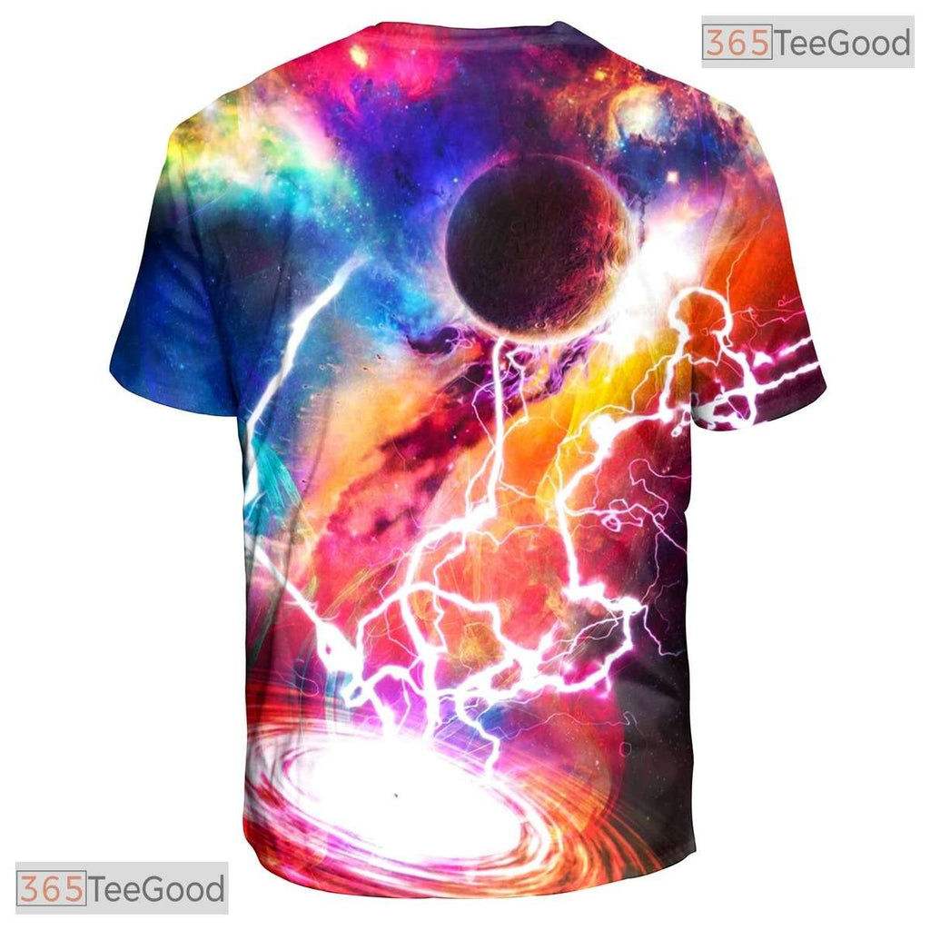 Dynamic Blue Lightning Storm Strike 3D Printed Casual Unisex Tee Shirt Styles