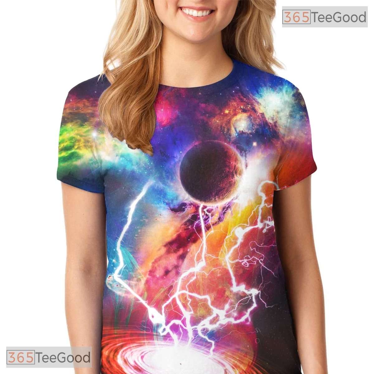 Dynamic Blue Lightning Storm Strike 3D Printed Casual Unisex Tee Shirt Styles