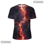 Dynamic Lightning Special Effects 3D Pattern Printed Casual Unisex Tee Shirt Top