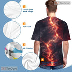 Dynamic Lightning Special Effects 3D Pattern Printed Casual Unisex Tee Shirt Top