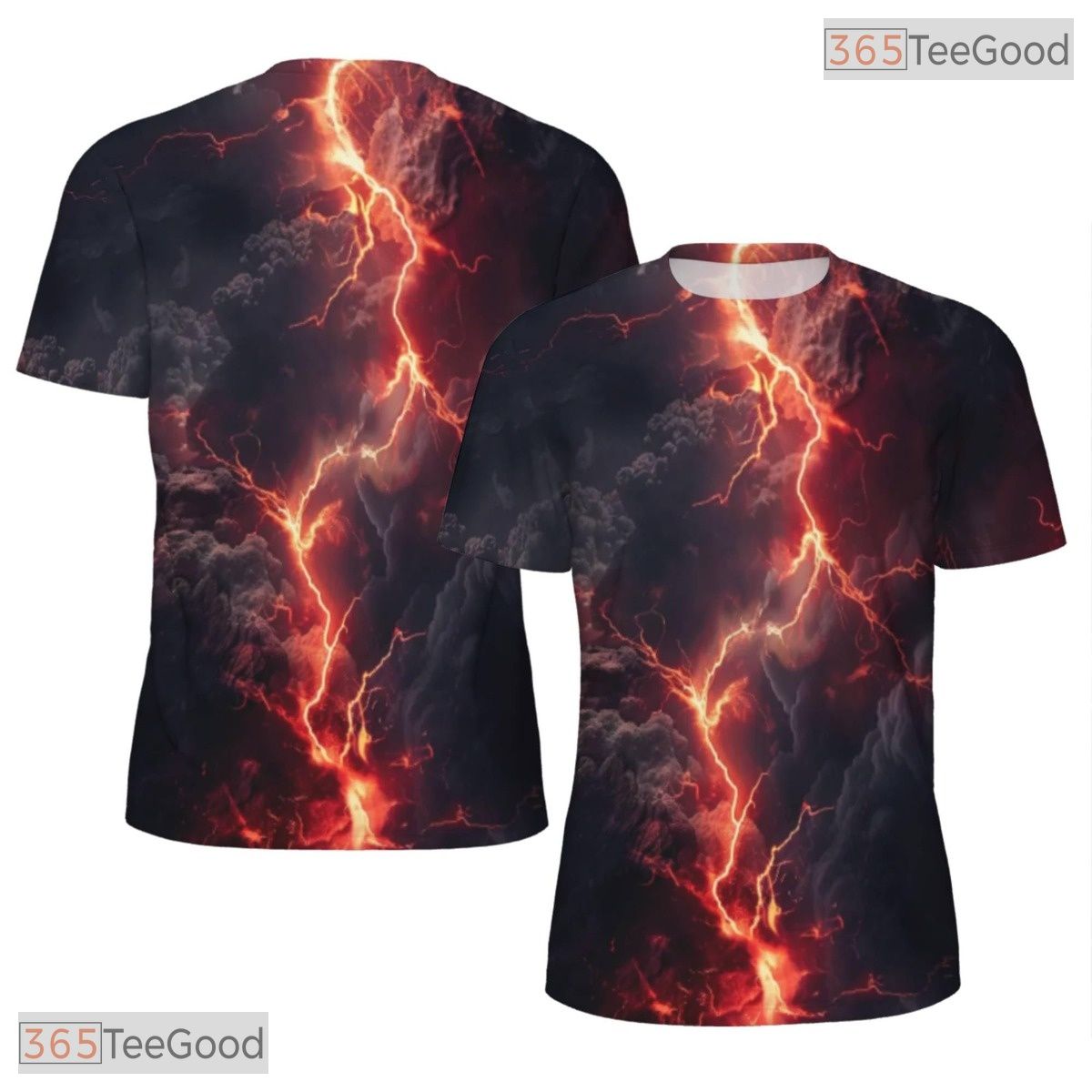 Dynamic Lightning Special Effects 3D Pattern Printed Casual Unisex Tee Shirt Top