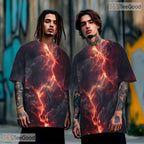 Dynamic Lightning Special Effects 3D Pattern Printed Casual Unisex Tee Shirt Top
