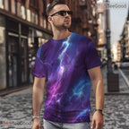 Vivid Lightning Storm Graphic 3D Pattern Printed Casual Unisex T-Shirt Tops Style