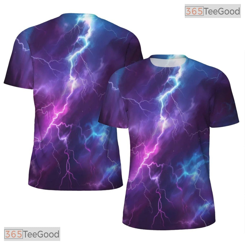 Vivid Lightning Storm Graphic 3D Pattern Printed Casual Unisex T-Shirt Tops Style