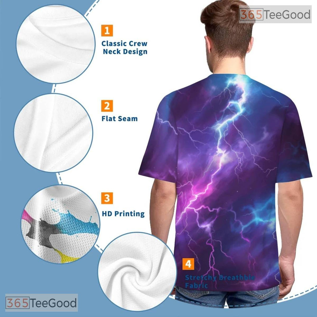 Vivid Lightning Storm Graphic 3D Pattern Printed Casual Unisex T-Shirt Tops Style