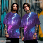 Vivid Lightning Storm Graphic 3D Pattern Printed Casual Unisex T-Shirt Tops Style