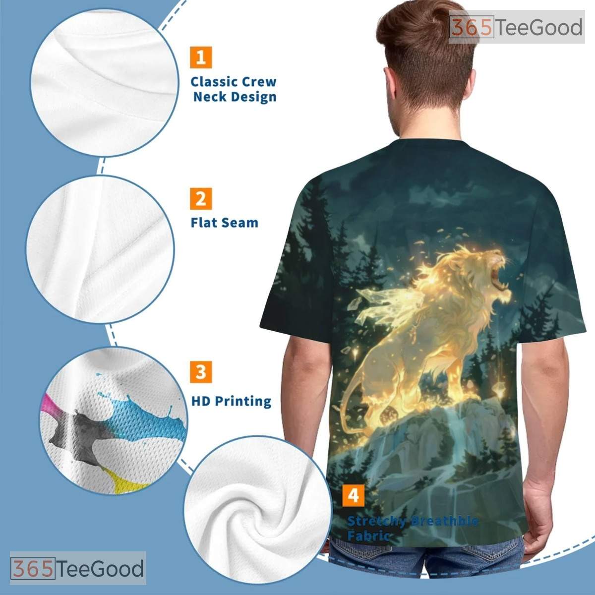 King Lion Wild Animal Graphic Art 3D Pattern Printed Casual Unisex T-Shirt Tops