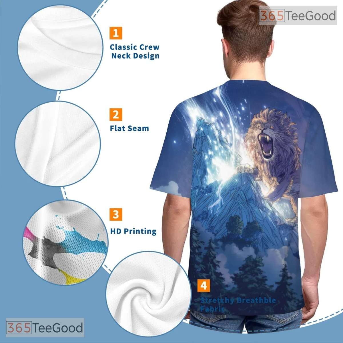 Royal Lion Animal Graphic Art 3D Pattern Printed Casual Unisex T-Shirt Tops Style
