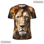 Fierce Lion Animal Graphic Nature 3D Printed Casual Short Sleeve Unisex Tee Shirt