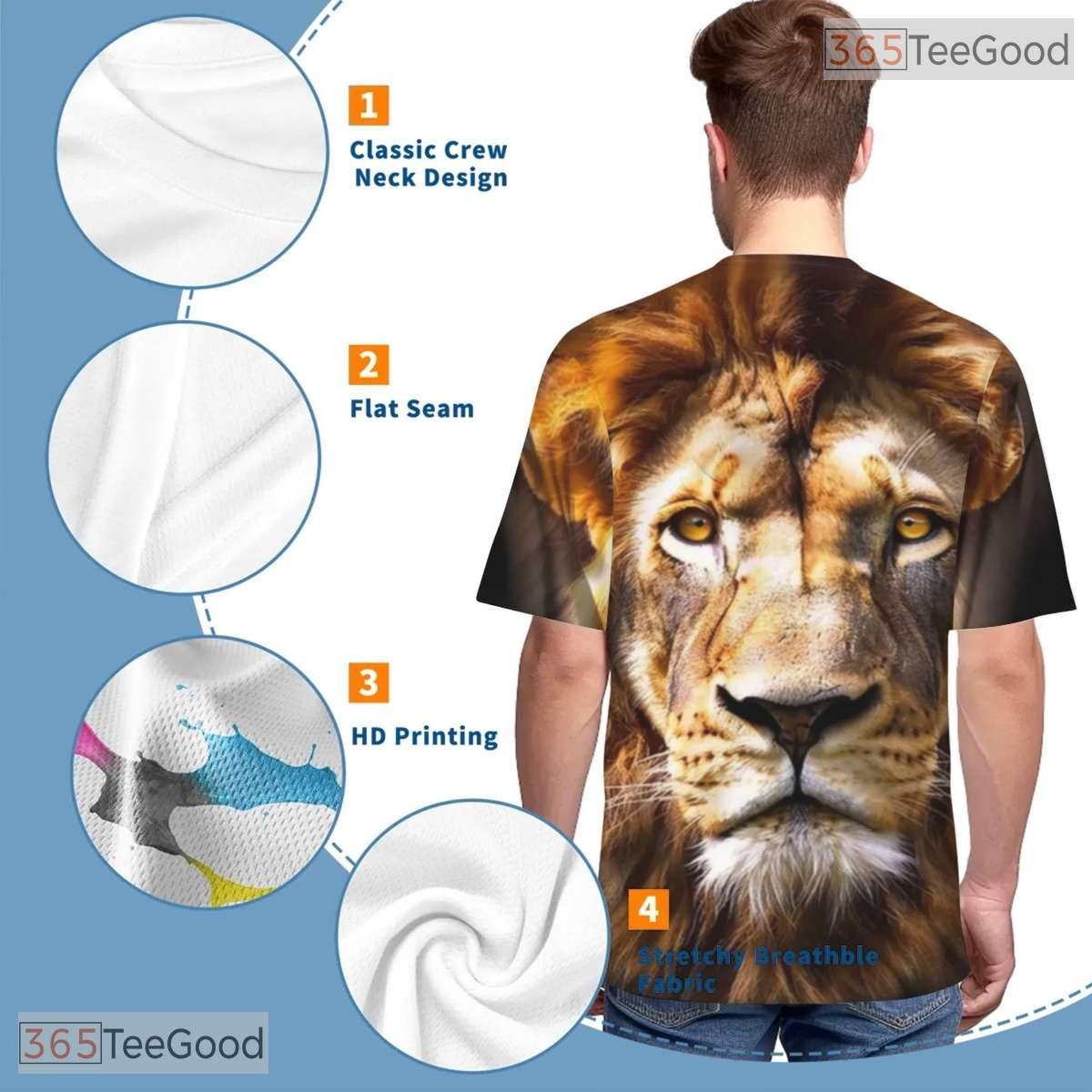Fierce Lion Animal Graphic Nature 3D Printed Casual Short Sleeve Unisex Tee Shirt