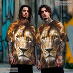 Fierce Lion Animal Graphic Nature 3D Printed Casual Short Sleeve Unisex Tee Shirt
