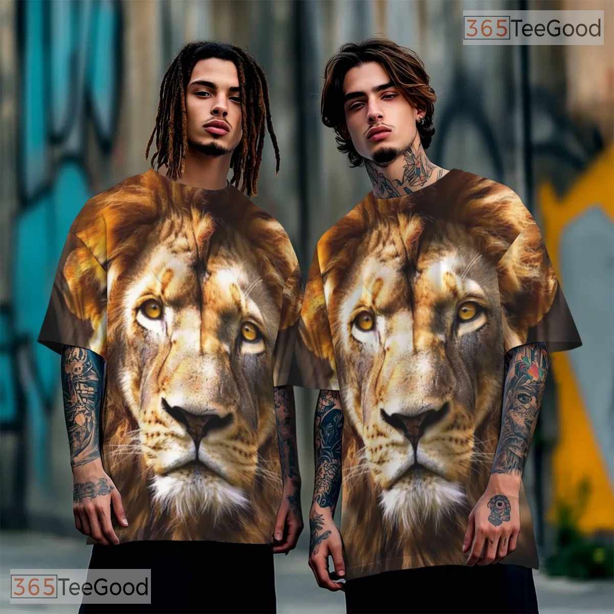 Fierce Lion Animal Graphic Nature 3D Printed Casual Short Sleeve Unisex Tee Shirt
