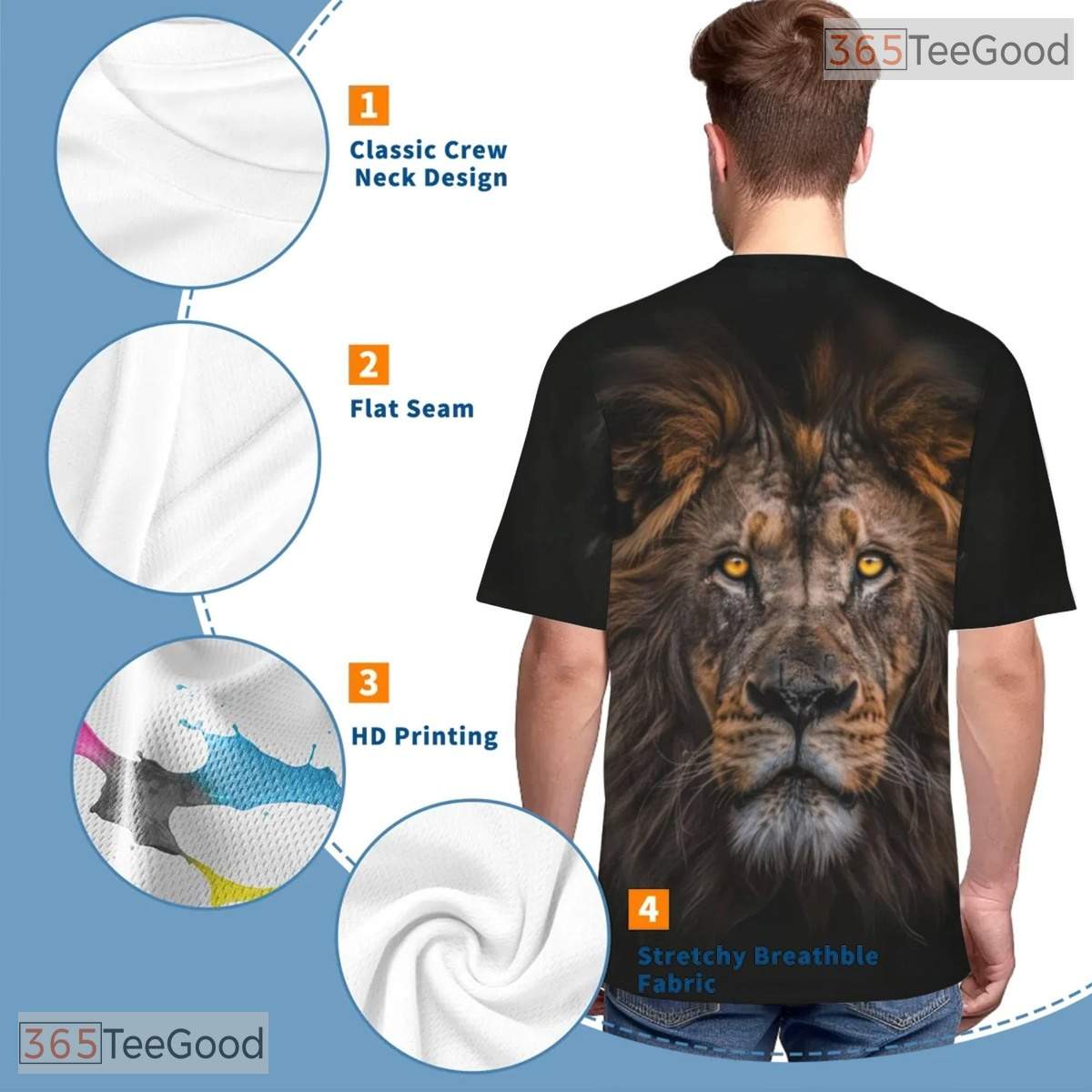 Majestic Lion Animal Graphic 3D Printed Casual Short Sleeve Unisex Tee Shirt Top