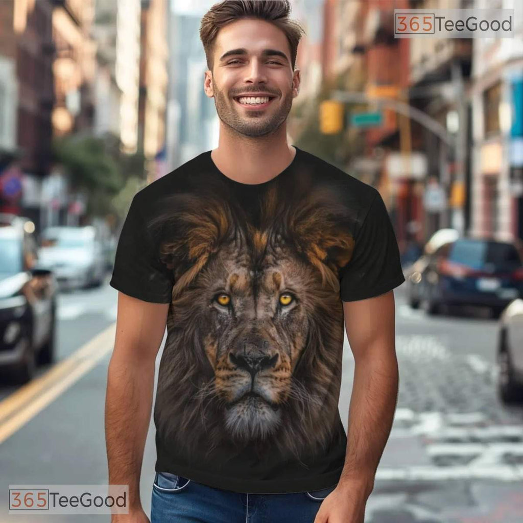 Majestic Lion Animal Graphic 3D Printed Casual Short Sleeve Unisex Tee Shirt Top
