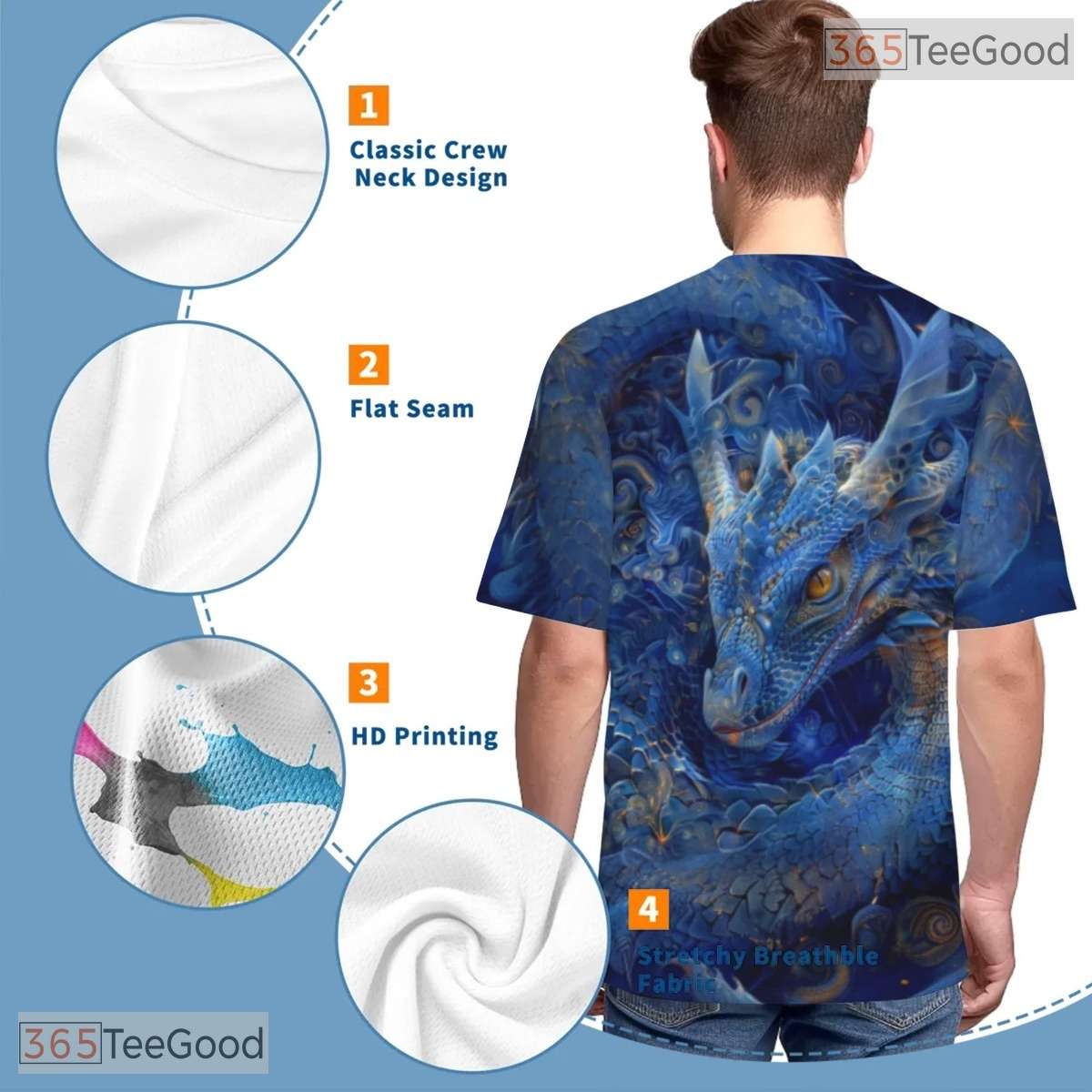 Mythical Eastern Dragon Graphic 3D Pattern Printed Casual Unisex Tee Shirt Styles