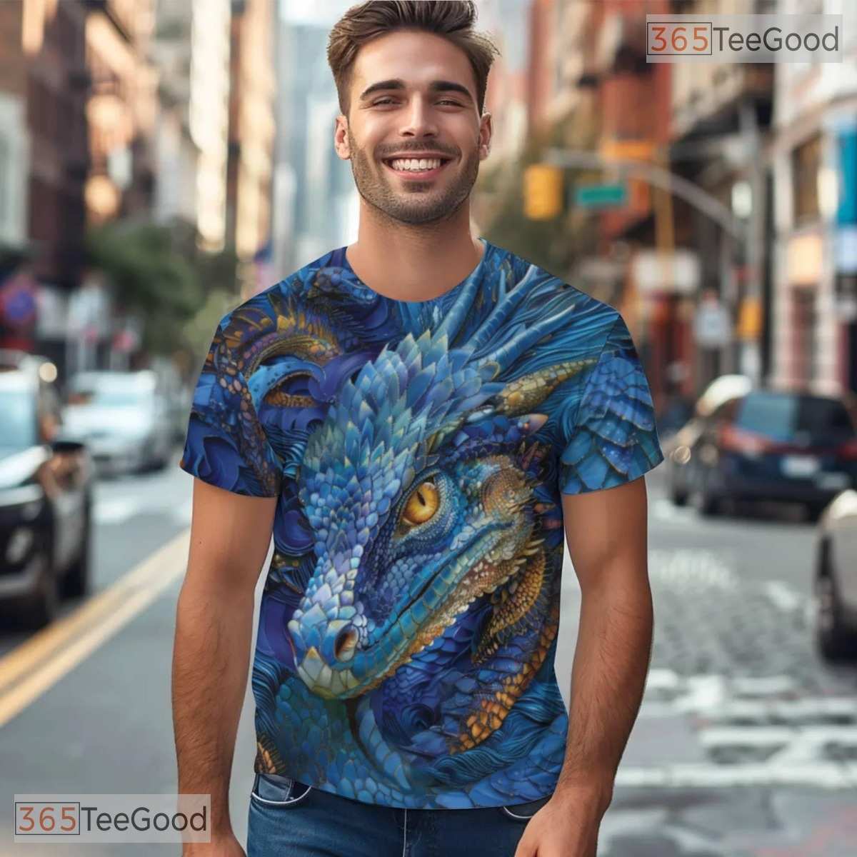 Mythical Eastern Dragon Graphic 3D Pattern Printed Casual Unisex Tee Shirt Style