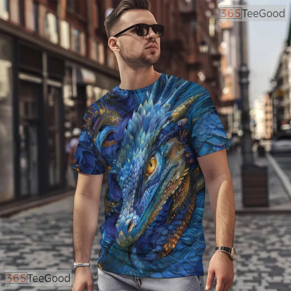 Mythical Eastern Dragon Graphic 3D Pattern Printed Casual Unisex Tee Shirt Style