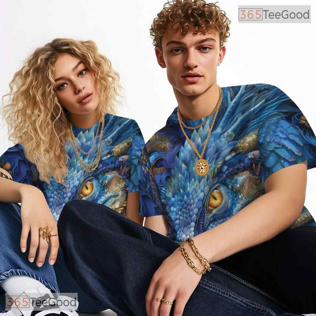 Mythical Eastern Dragon Graphic 3D Pattern Printed Casual Unisex Tee Shirt Style