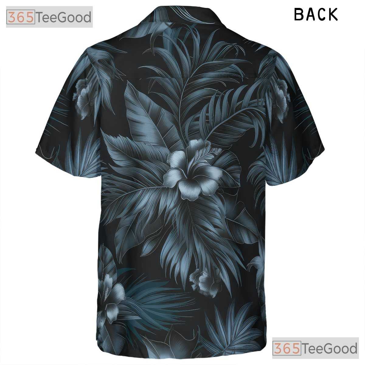 Luxury Black Palm Leaf Print Hawaiian Shirt Men Women Summer Fashion Top