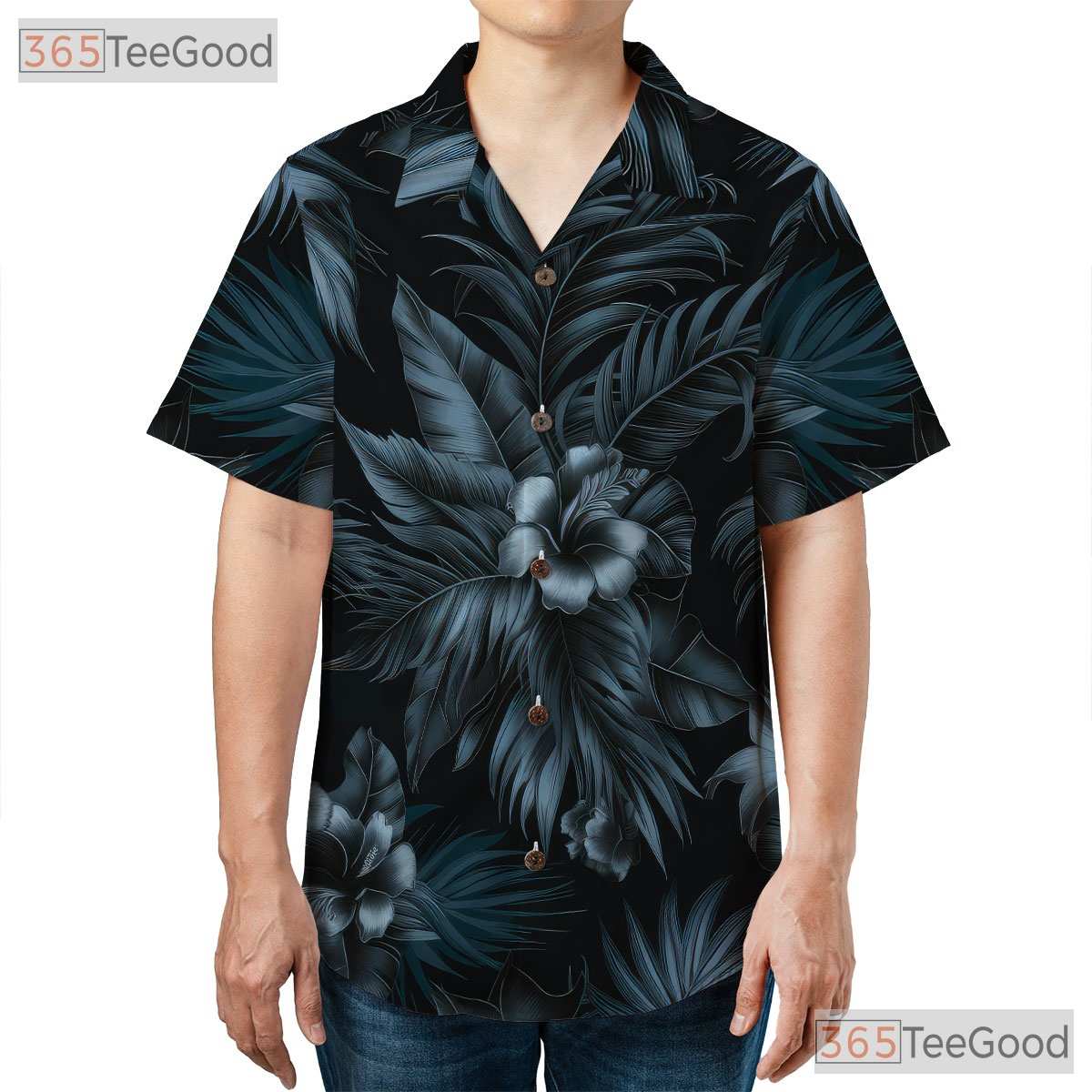 Luxury Black Palm Leaf Print Hawaiian Shirt Men Women Summer Fashion Top