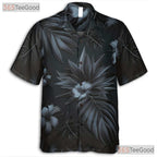 Luxury Black Subtle Palm Leaf Tropical Hawaiian Shirt Unisex Beachwear Top