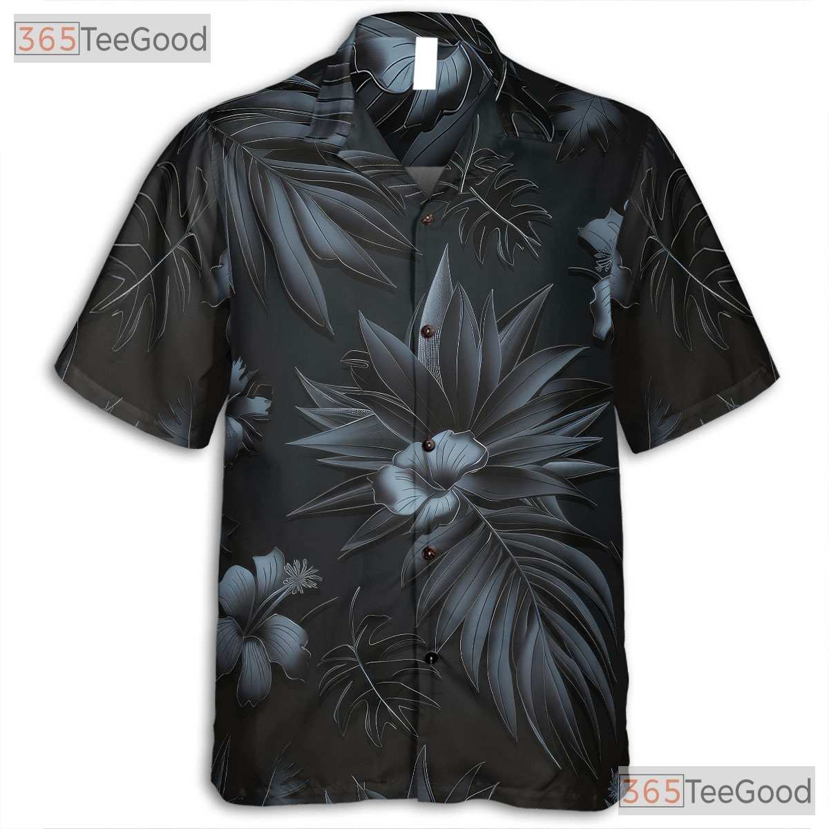 Luxury Black Subtle Palm Leaf Tropical Hawaiian Shirt Unisex Beachwear Top