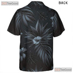 Luxury Black Subtle Palm Leaf Tropical Hawaiian Shirt Unisex Beachwear Top