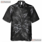 Luxury Tone on Tone Palm Leaves Black Hawaiian Shirt Unisex Summer Outfit