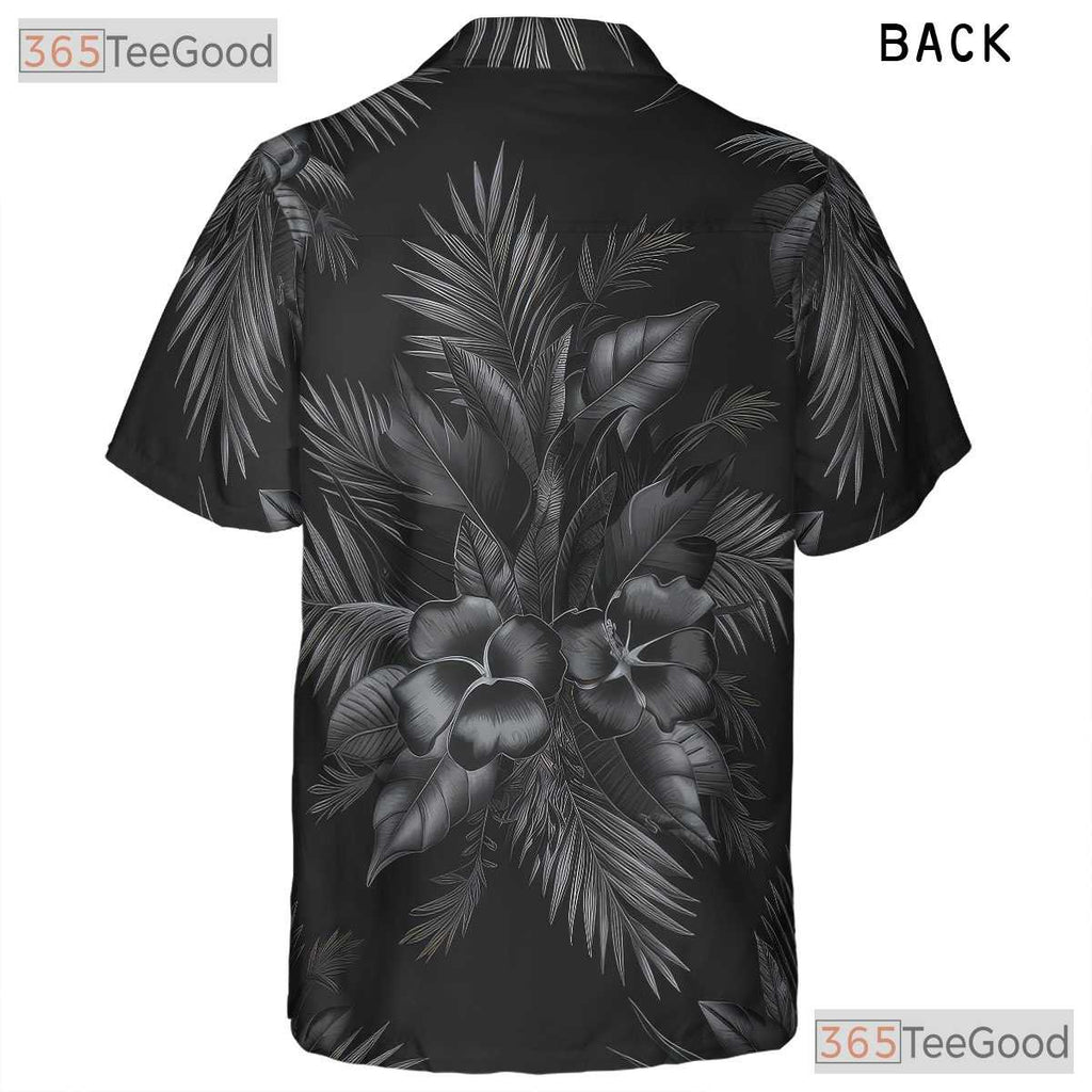 Luxury Tone on Tone Palm Leaves Black Hawaiian Shirt Unisex Summer Outfit
