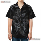 Luxury Tone on Tone Palm Leaves Black Hawaiian Shirt Unisex Summer Outfit