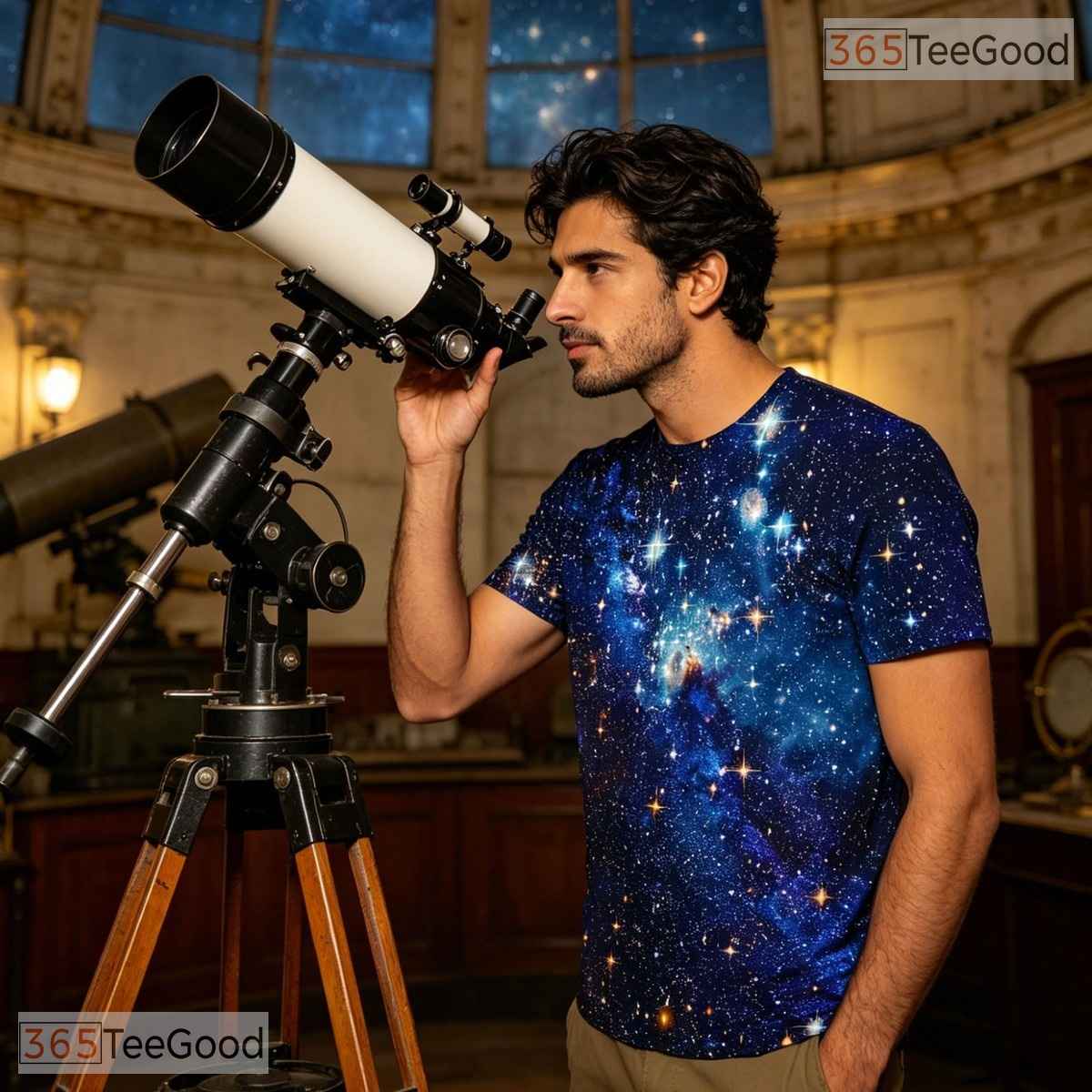 Royal Blue Cosmic Space Graphic Art 3D Printed Casual Unisex Short Sleeve Tee