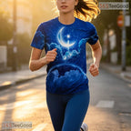 Vivid Blue Ocean Wave Illusion Graphic 3D Printed Casual Unisex T-Shirt Tops