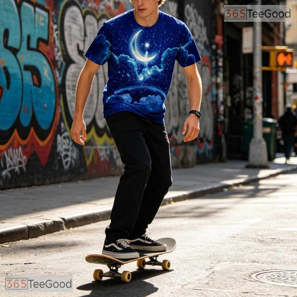 Vivid Blue Ocean Wave Illusion Graphic 3D Printed Casual Unisex T-Shirt Tops