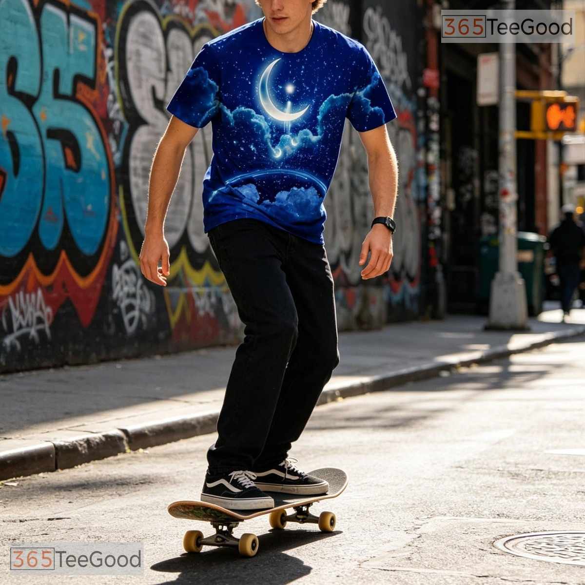 Vivid Blue Ocean Wave Illusion Graphic 3D Printed Casual Unisex T-Shirt Tops