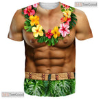 Vintage Hawaiian Fake Abs Muscle Chest Costume 3D Printed Casual Unisex T-Shirt