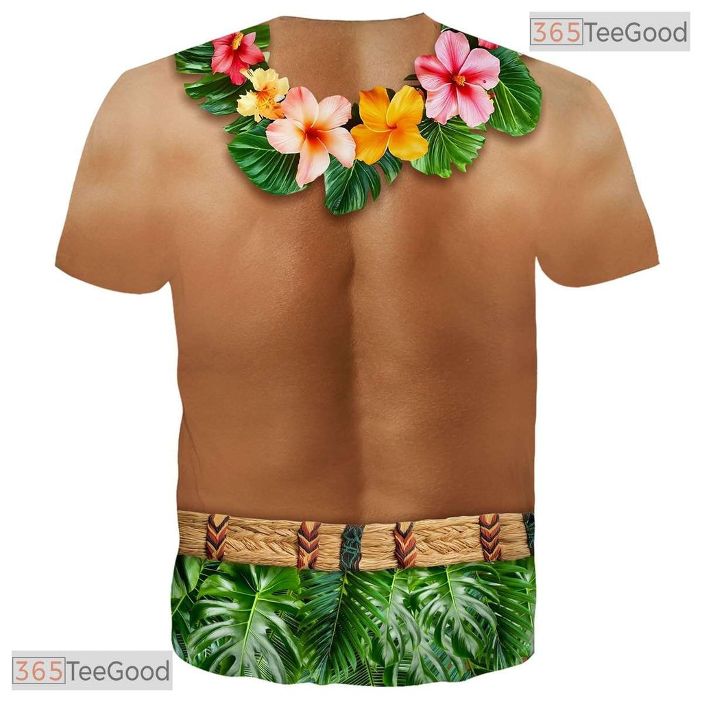 Vintage Hawaiian Fake Abs Muscle Chest Costume 3D Printed Casual Unisex T-Shirt