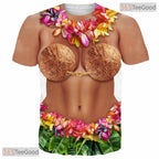 Tropical Hawaiian Fake Abs Muscle Chest Costume 3D Printed Casual Unisex T-Shirt