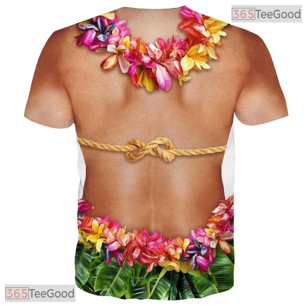 Tropical Hawaiian Fake Abs Muscle Chest Costume 3D Printed Casual Unisex T-Shirt