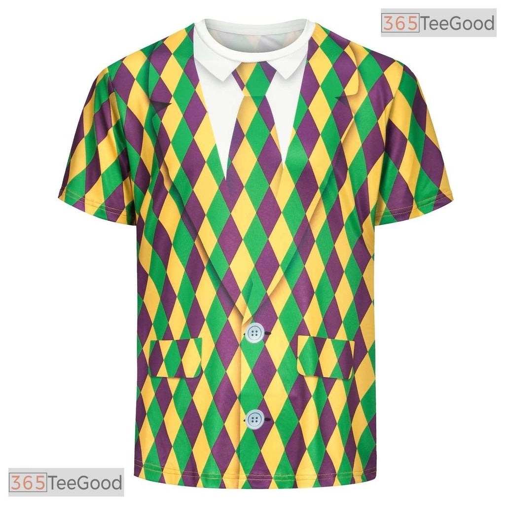 Vibrant Mardi Gras Party Costume Novelty Graphic 3D Printed Casual Unisex T-Shirt Top