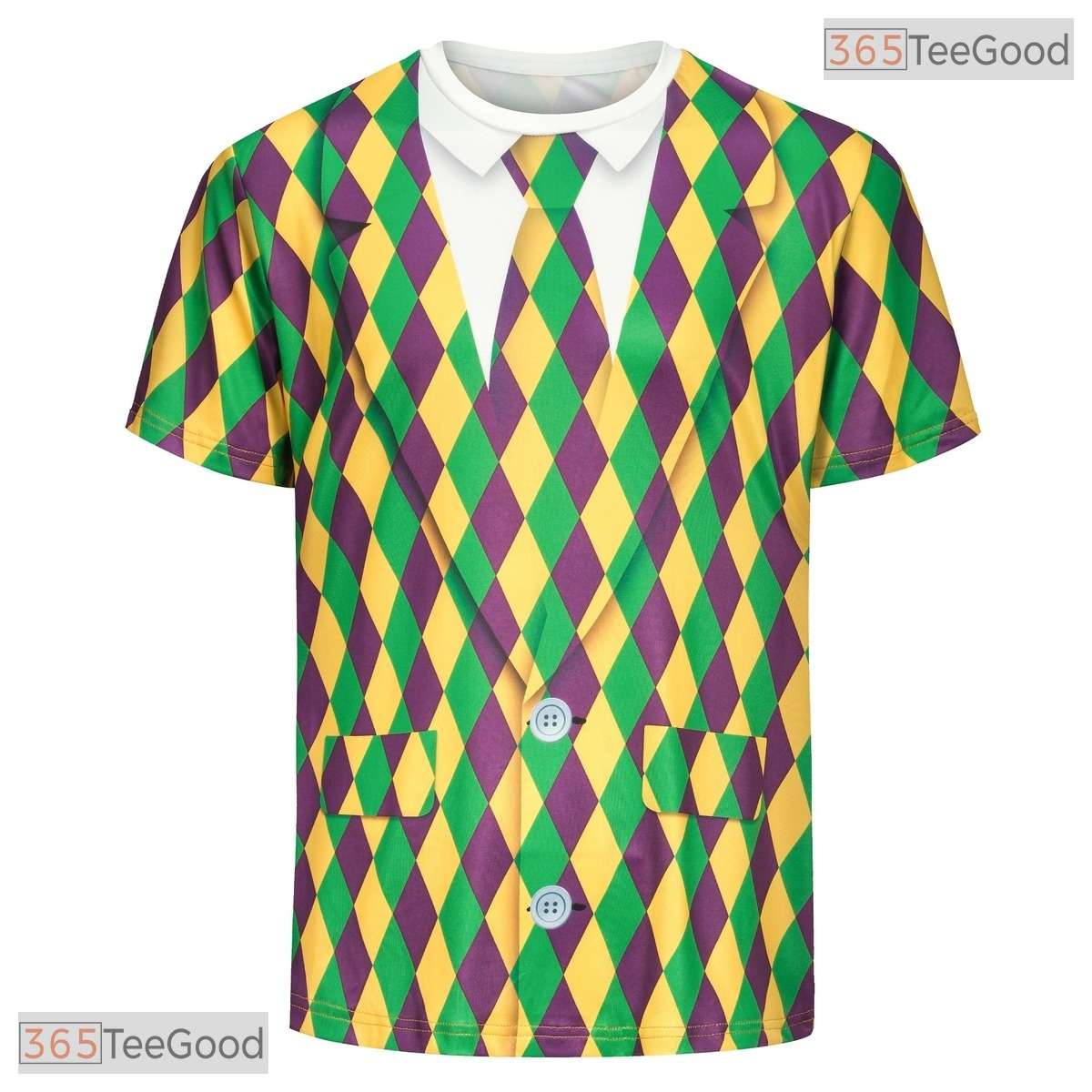 Vibrant Mardi Gras Party Costume Novelty Graphic 3D Printed Casual Unisex T-Shirt Top