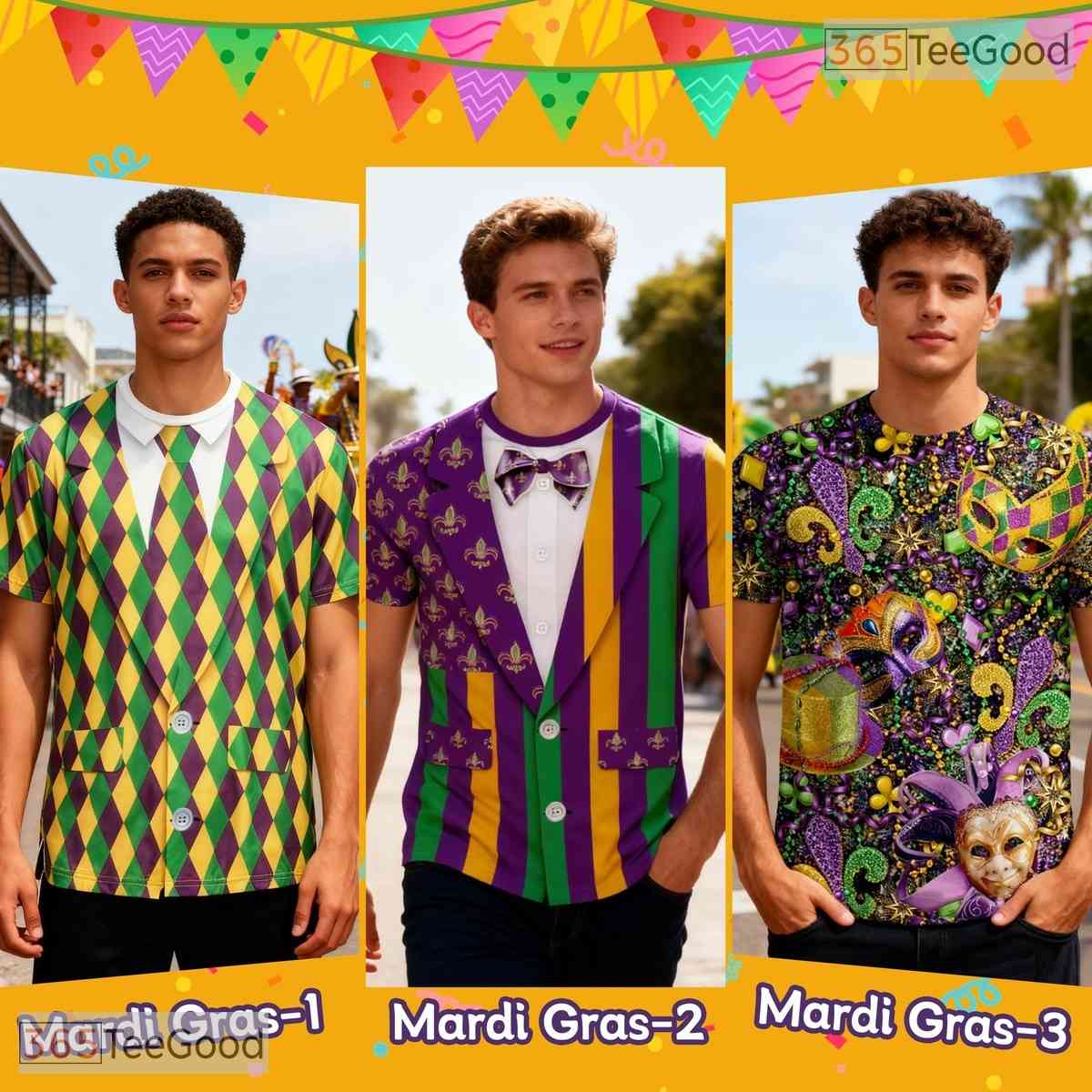 Vibrant Mardi Gras Party Costume Novelty Graphic 3D Printed Casual Unisex T-Shirt Top