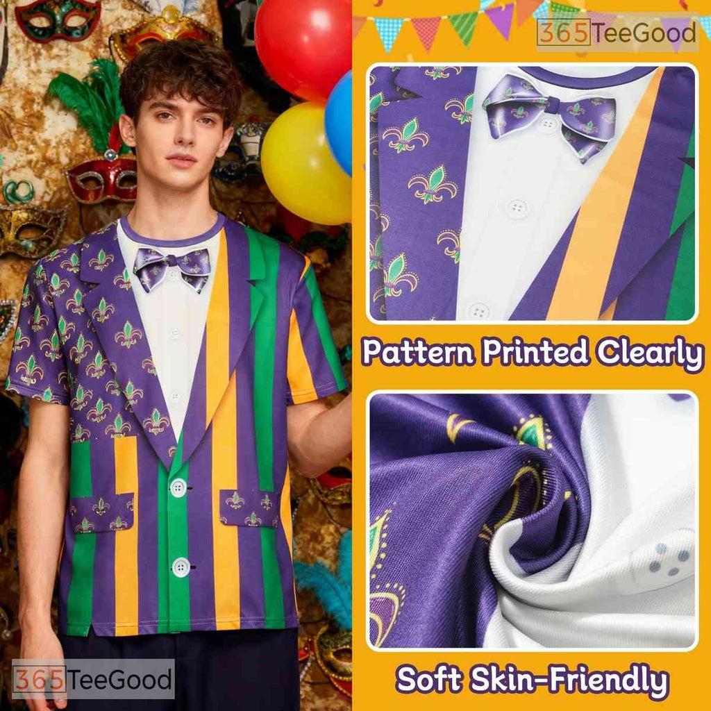 Colorful Mardi Gras Party Costume Novelty Graphic 3D Printed Casual Unisex Tee Shirt