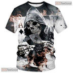 Dark Black And White Skull Graphic 3D Printed Casual Unisex T-Shirt Tops Style